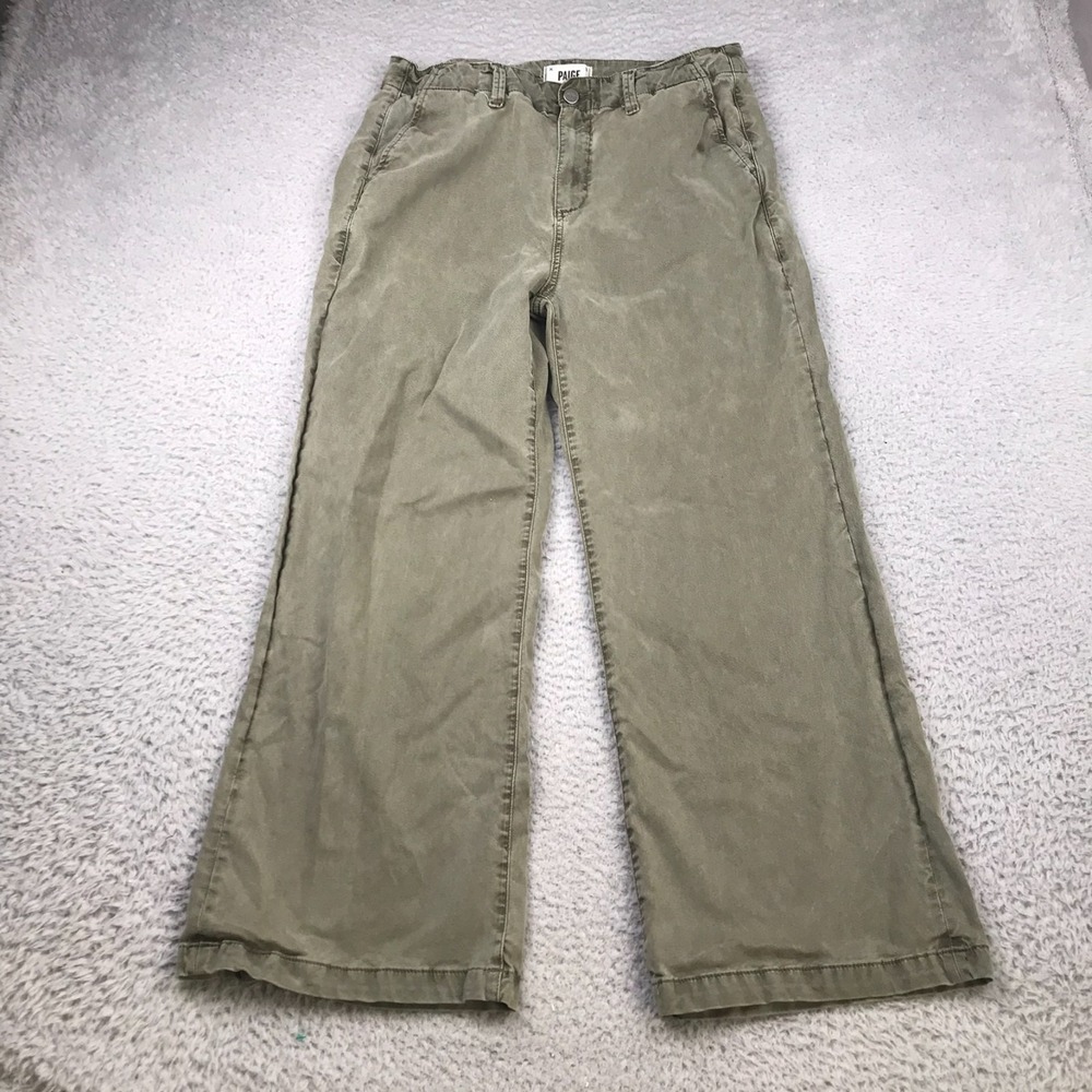 Paige Carly High Rise Wide Leg Ankle Pants Womens 32x26.5 Vintage Ivy Green Jean